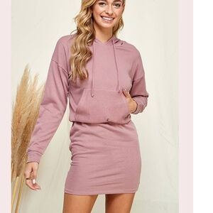 CULTURE CODE LIGHTWEIGHT LONG SLEEVE HOODIE DRESS SIZE LARGE DUSTY ROSE NWT